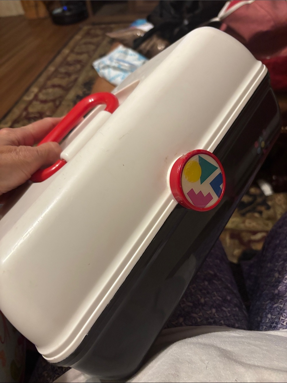 Caboodles Carry Case with Red Handle and Colorful Badge